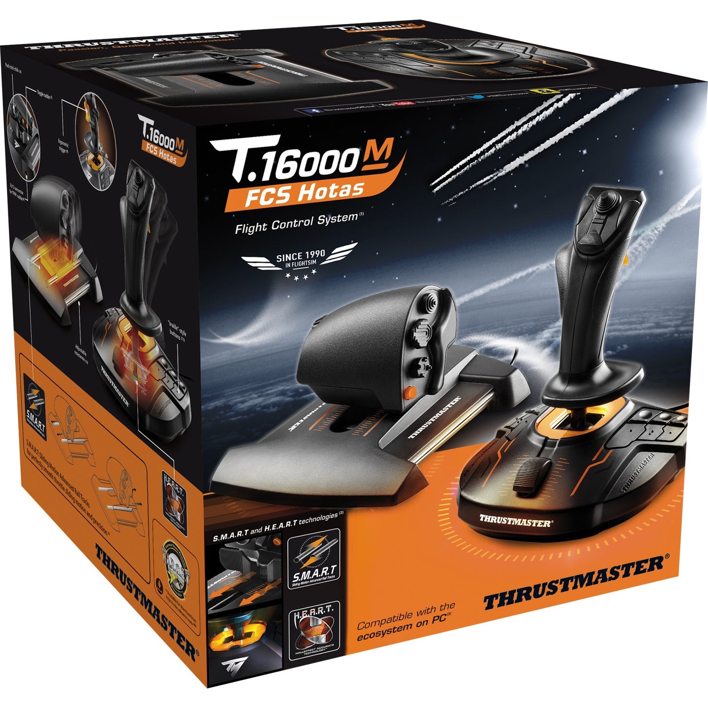 Thrustmaster t.16000m fcs hotas gaming hotas (zwart oranje, pc)