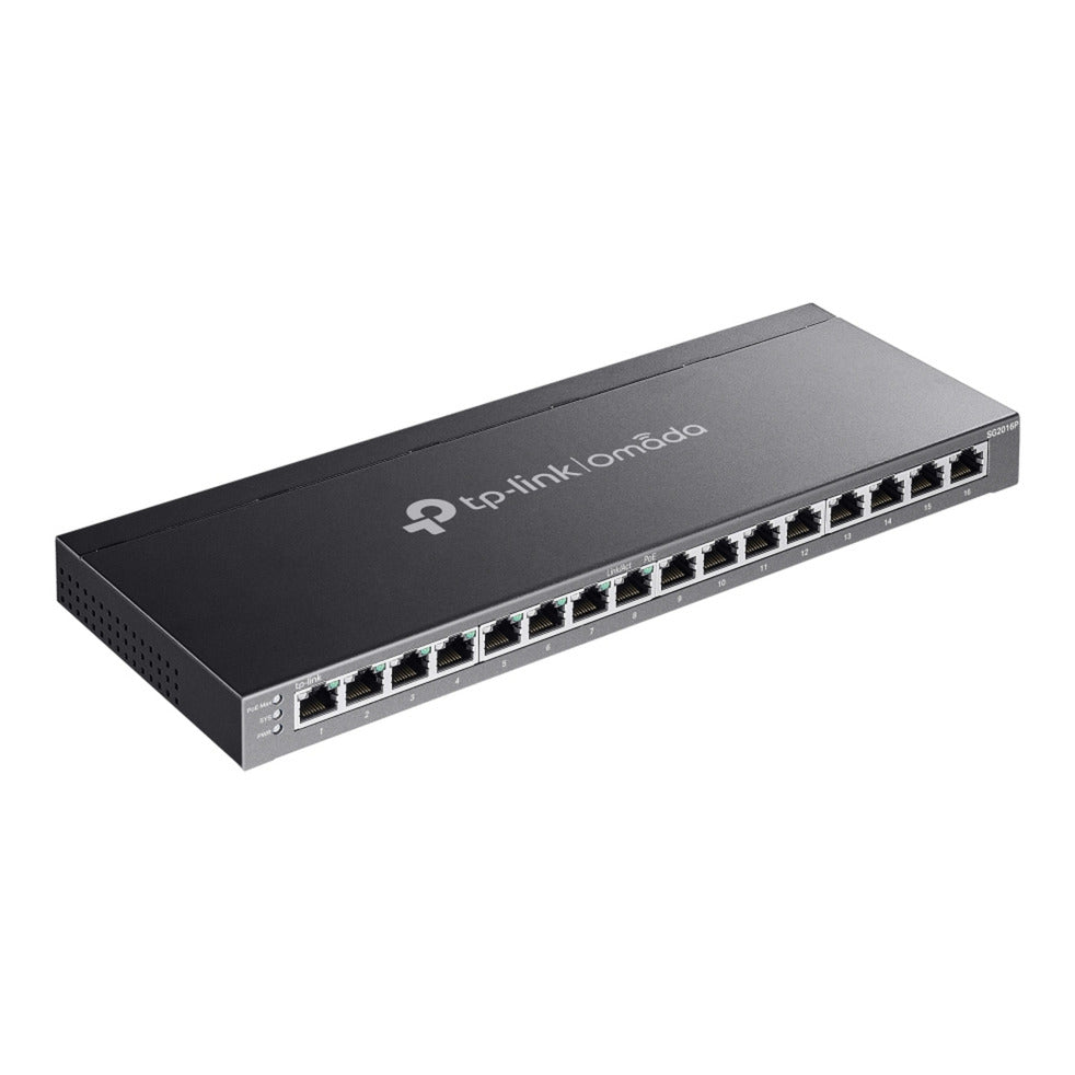 Tp-link omada sg2016p 16-poort gigabit smart switch (zwart, 8x poe+)