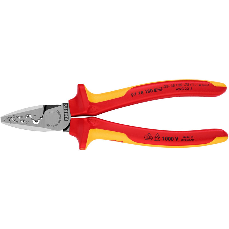 Knipex 185 mm krimptang voor adereindhulzen - vde - 97 78 180