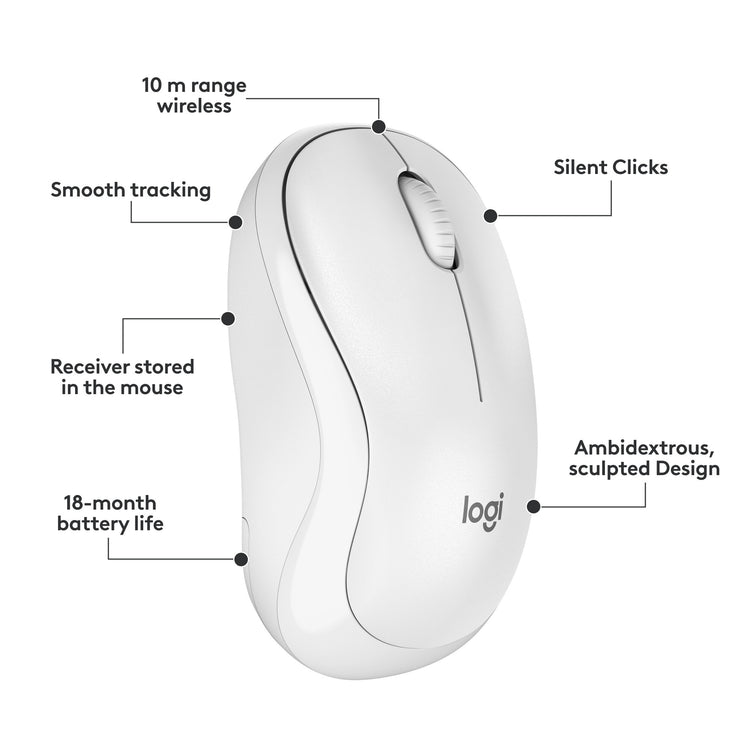 Logitech mk295 silent wireless keyboard and mouse combo desktopset (grijs, us-international lay-out (qwerty), 100%)
