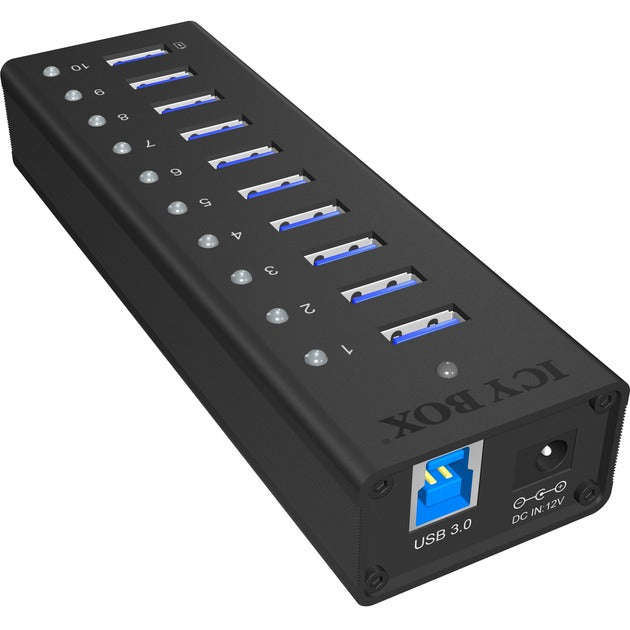 Icy box ib-ac6110 usb-hub (zwart, 10x usb 3.0 poorten)