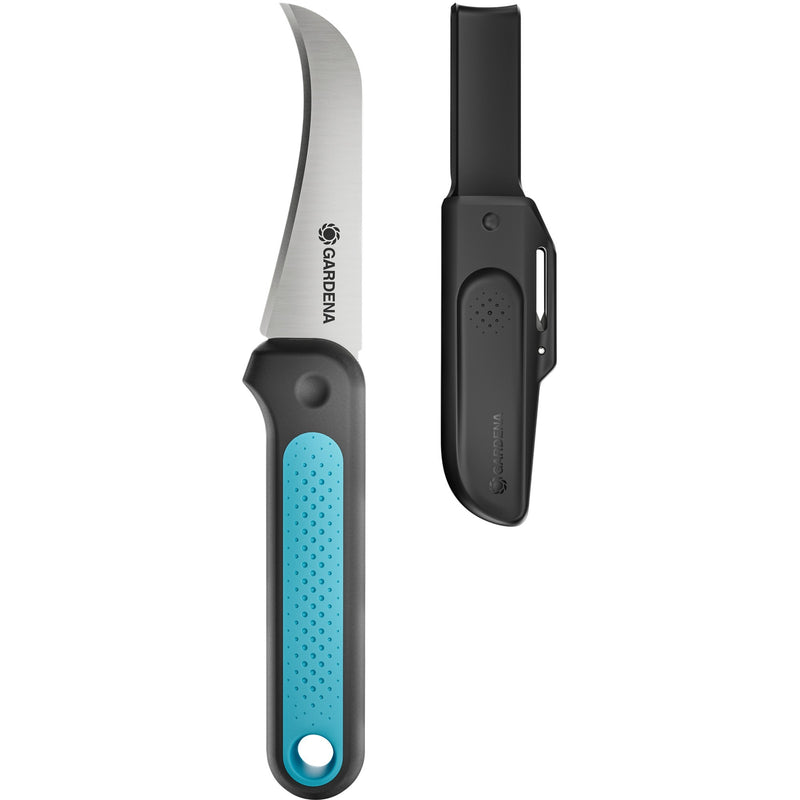 Gardena veggiecut mes (grijs turquoise, incl. riemholster)