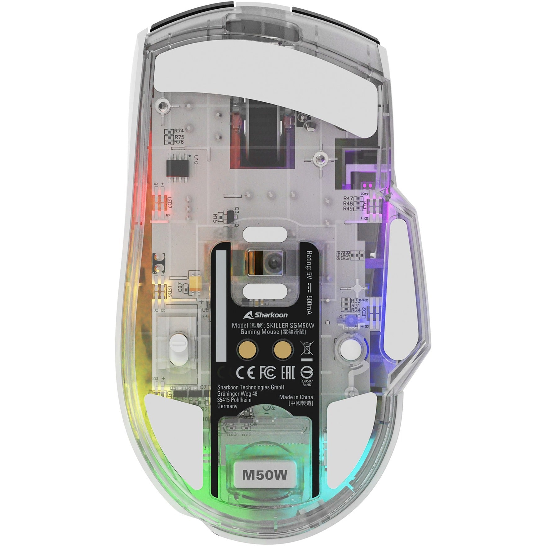 Sharkoon skiller sgm50w gaming muis (wit, 400 - 6400 dpi, rgb leds)