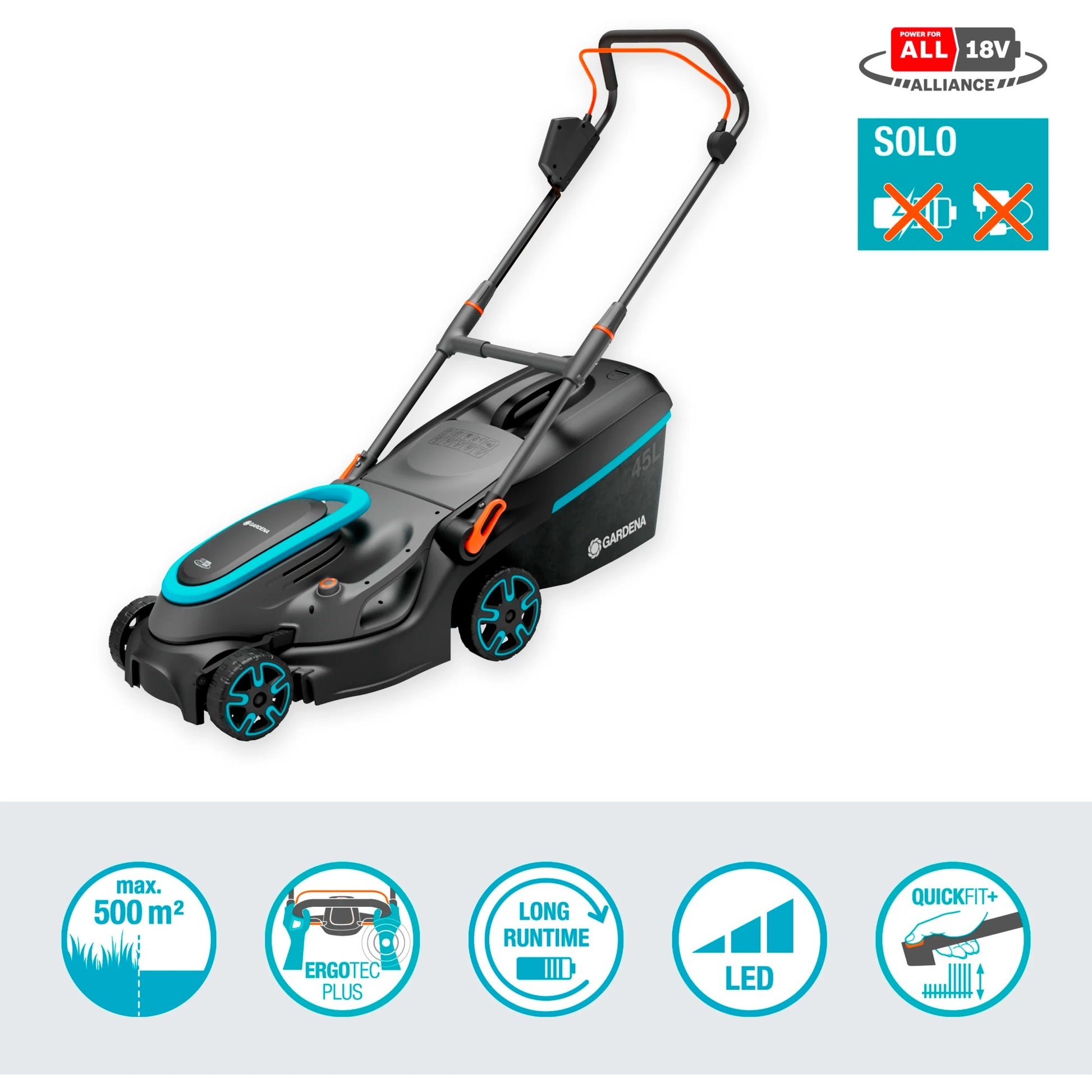 Gardena powermax 37 36v p4a solo grasmaaier accu zonder accu, zonder lader, in hoogte verstelbare greep 18 v snijbreedt