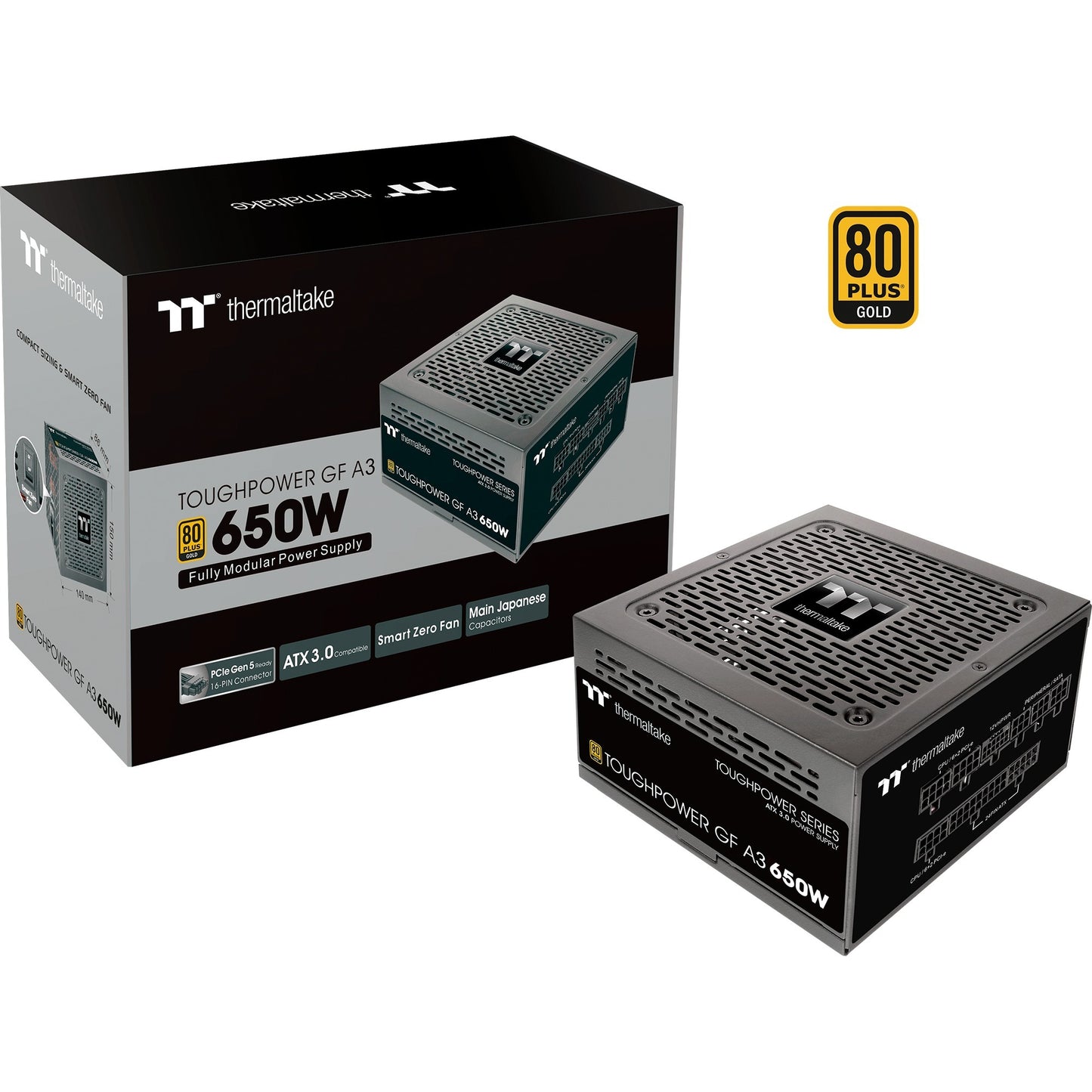 Thermaltake toughpower gf a3 gold - tt premium edition modulaire 650 watt voeding (zwart, 4x pcie)