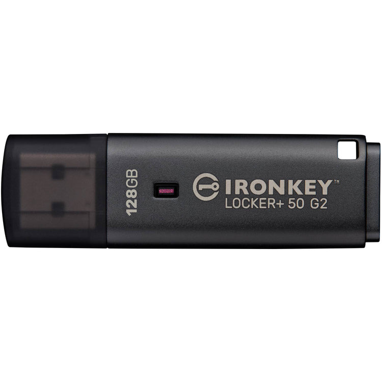 Kingston ironkey locker+ 50 g2 usb flash drive 128 gb usb-stick (antraciet, usb-a 3.2 gen 1)
