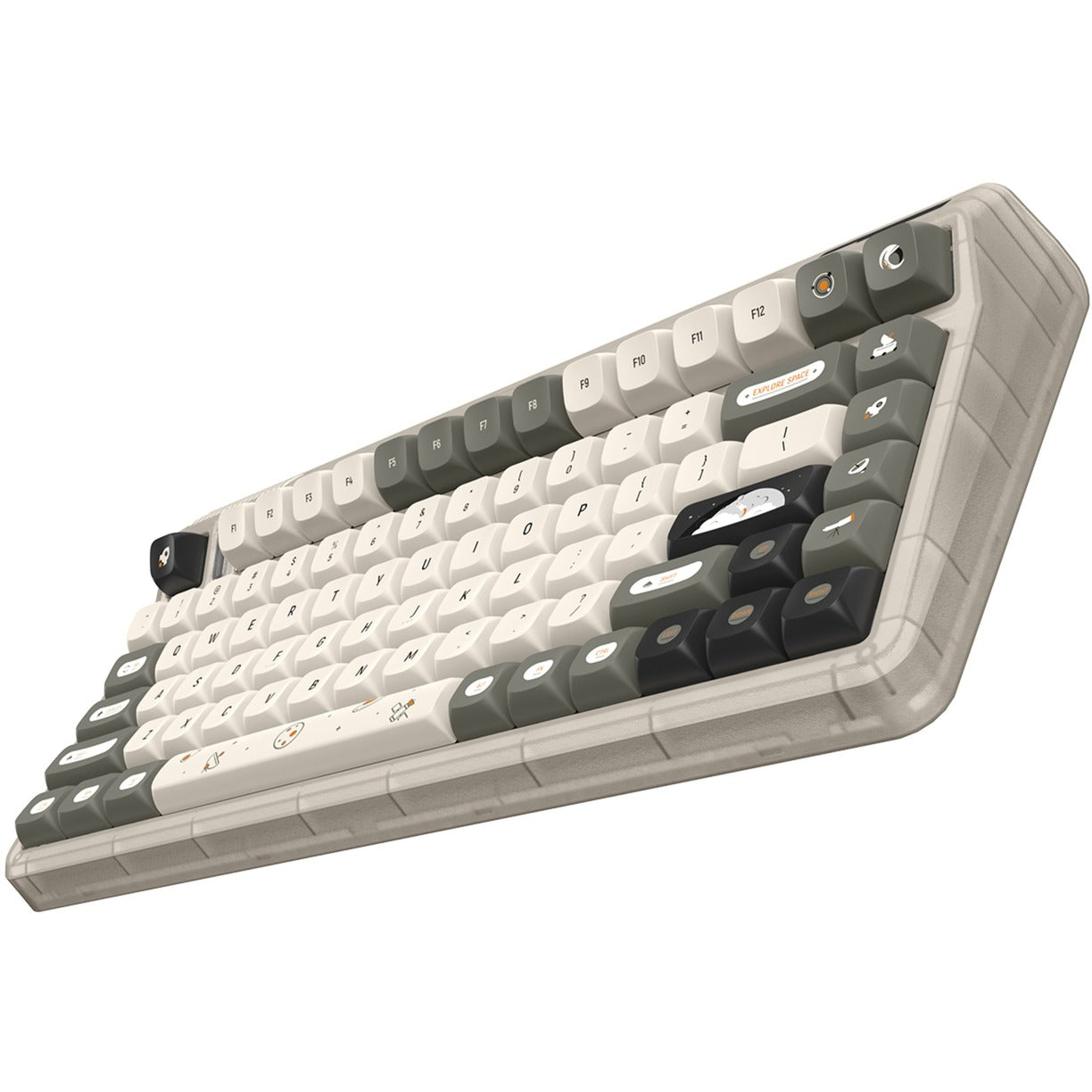 Iqunix og80 hitchhiker wireless mechanical keyboard (grijs, us lay-out (qwerty), cherry mx silent red, 80% (tkl), rgb leds, hot-swappable, pbt, 2.4ghz | bluetooth 5.1 | usb-c)