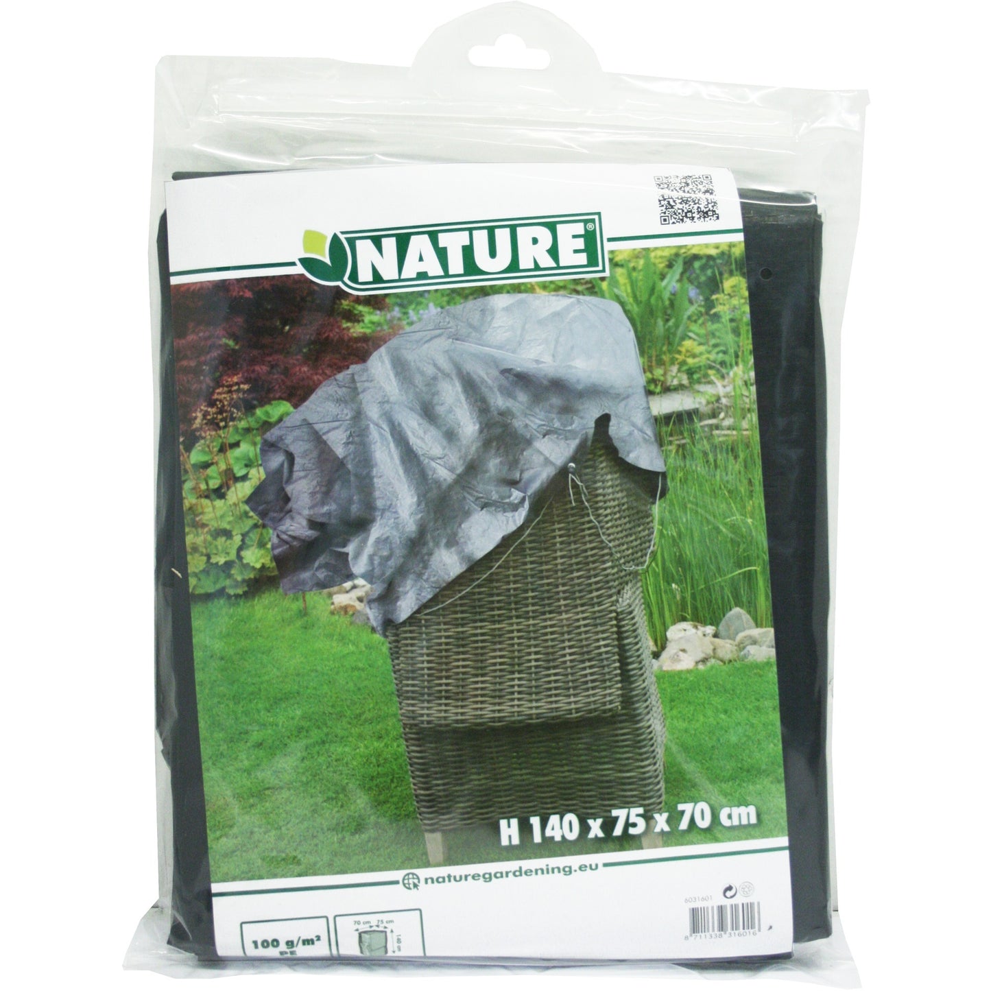 Nature tuinmeubelafdekhoes voor gestapelde stoelen afdekking (grijs, 6031601)