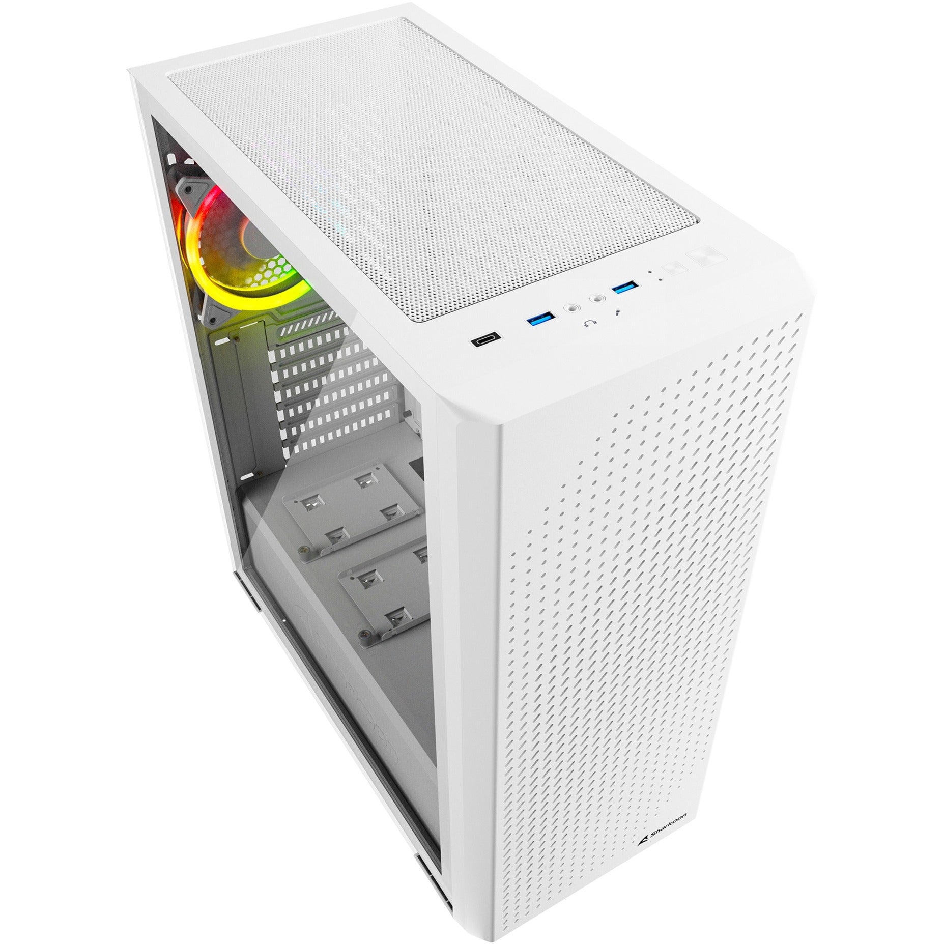Sharkoon vs9 rgb white midi tower behuizing (wit | 2x usb-a | 1x usb-c | rgb | tempered glass)