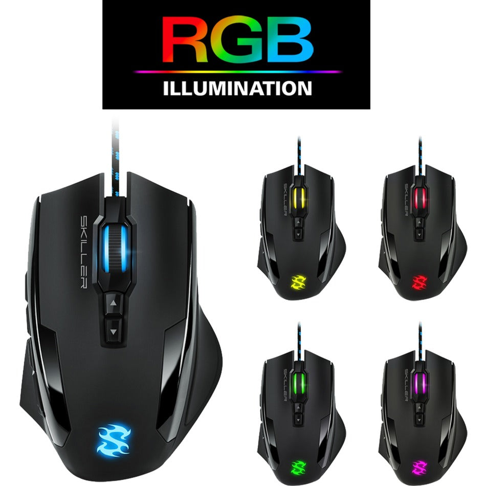 Sharkoon skiller sgm1 rgb gaming muis (zwart, 10.800 dpi, rgb leds)