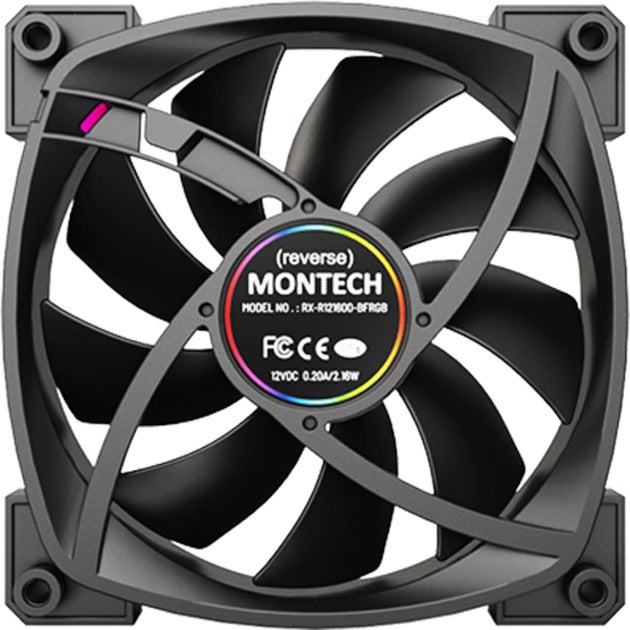 Montech rx120 pwm rgb case fan (zwart, 120 x 25 x 120 mm, 3-pin argb)