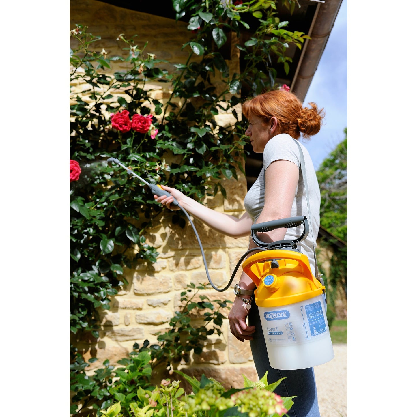 Hozelock pulsar plus 5 liter drukspuit (wit donkergeel)