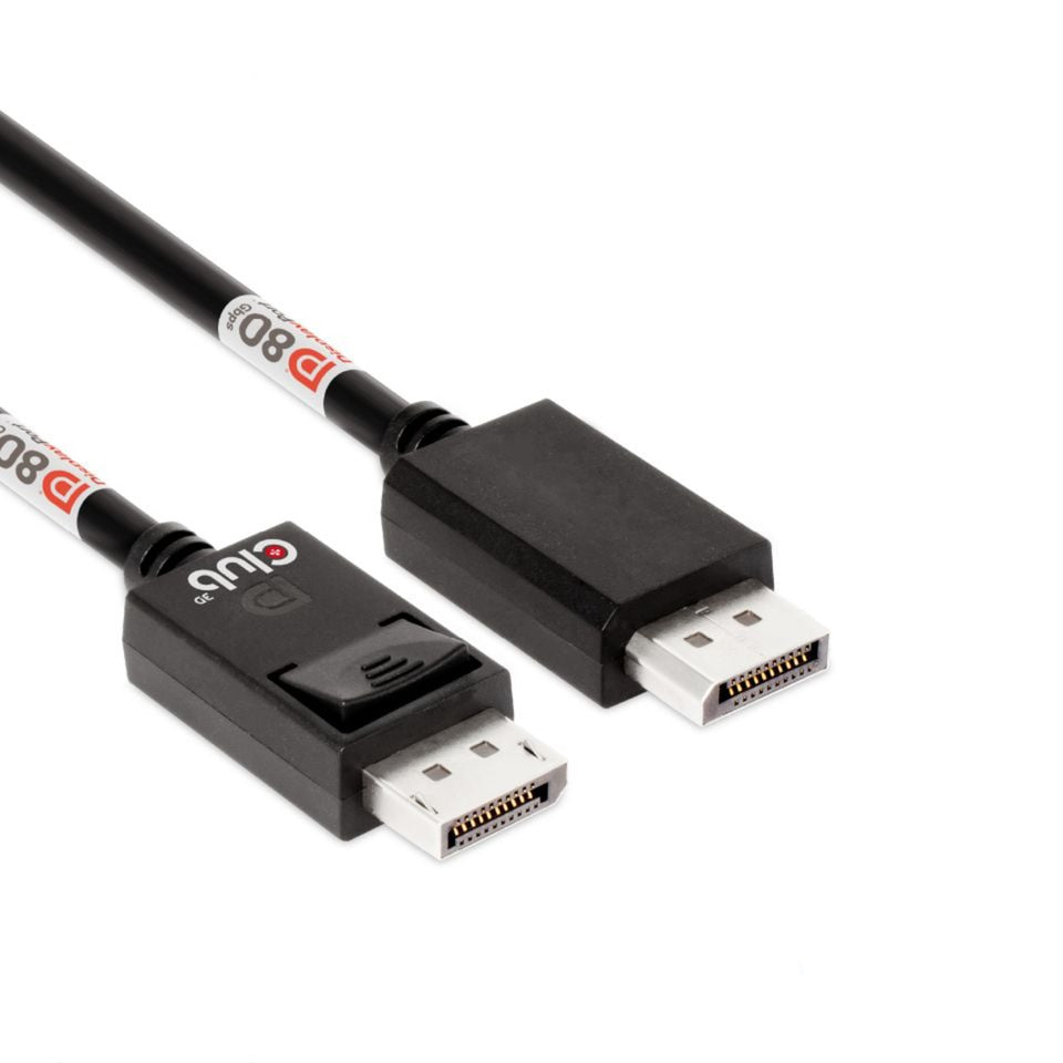 Club 3d displayport 2.1 vesa dp80 gecertificeerde kabel male-male (zwart, 1,6 meter, 8k 240hz, 10k 60hz, 80gbps)