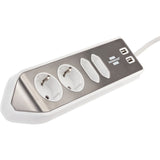 Brennenstuhl ®estilo hoekaansluitdoosstrook met usb laadfunctie 4-weg 2x beschermende contactdozen 2x euro zilver wit - afbeelding 1