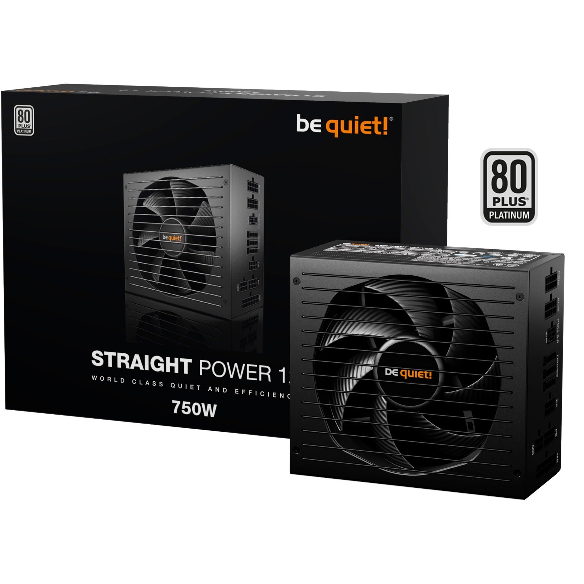 Be quiet! straight power 12 platinum modulaire 750 watt voeding (zwart, 1x 12v-2x6, 4x pcie)
