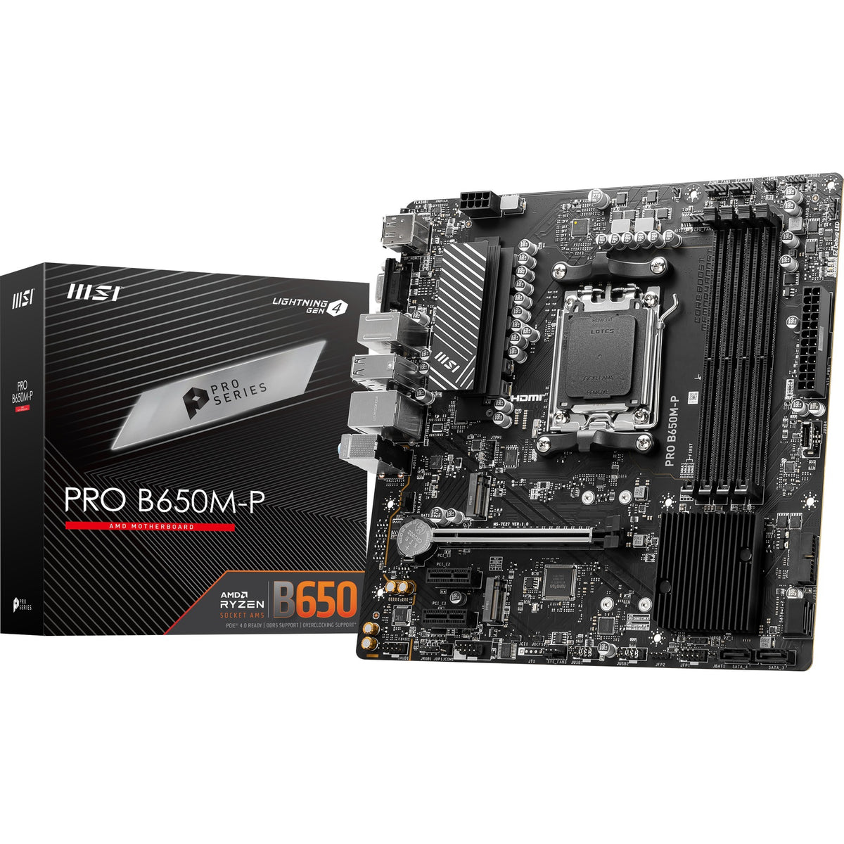 Msi pro b650m-p socket am5 moederbord (zwart, raid, 2.5 gb-lan, sound, µatx)