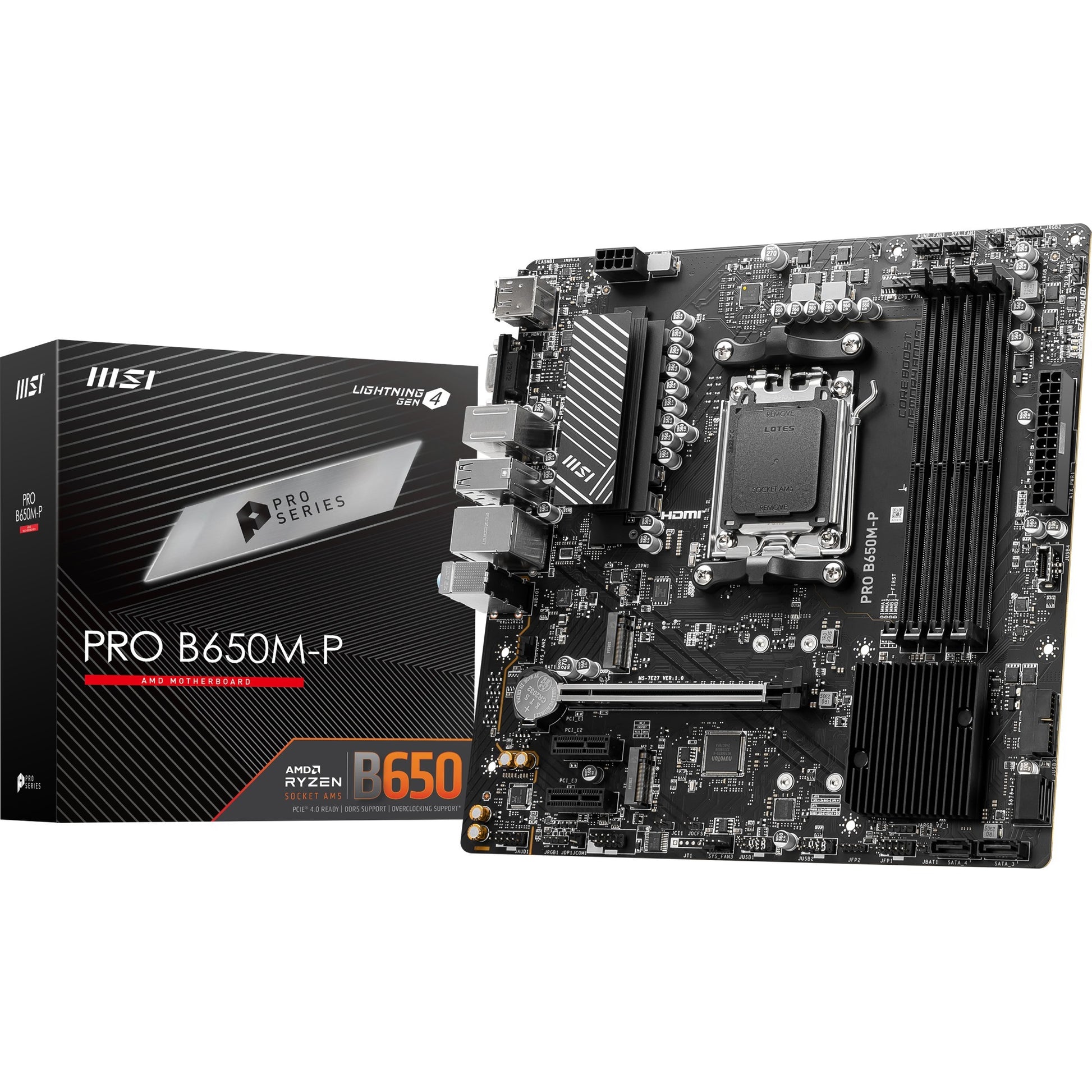 Msi pro b650m-p socket am5 moederbord (zwart, raid, 2.5 gb-lan, sound, µatx)