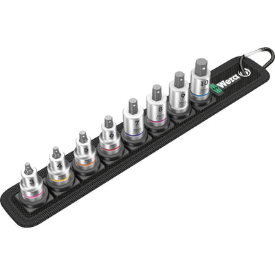 Wera belt b 2 zyklop binnenzeskant bitdoppen set, 3 8 , 8‑delig dopsleutel (zwart zilver, met vasthoudfunctie)