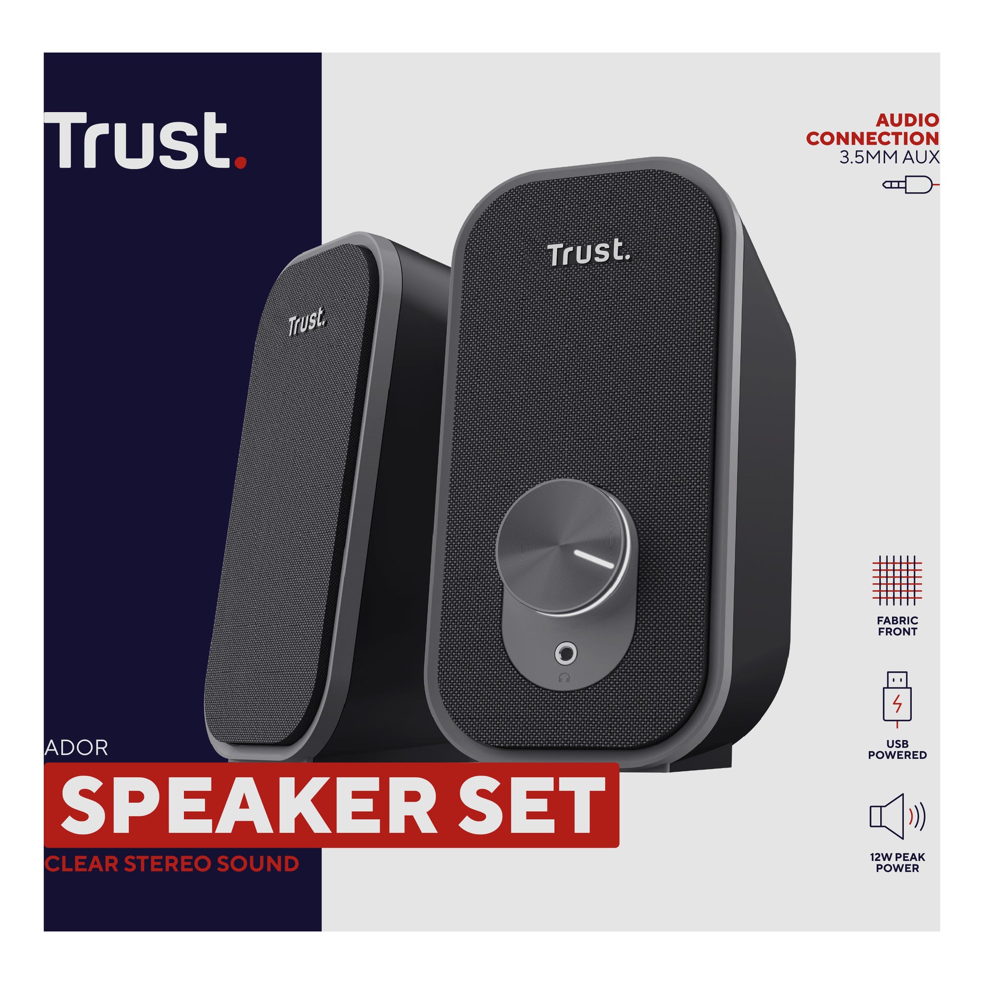 Trust ador 2.0-luidsprekerset pc-luidspreker (zwart grijs)