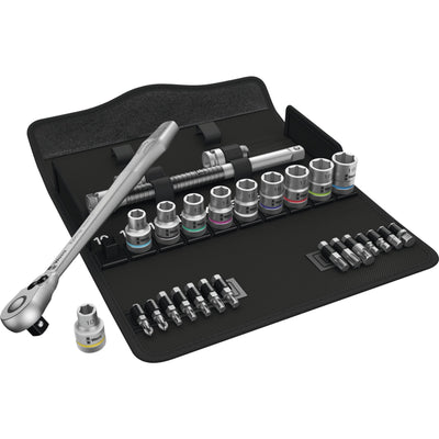 Wera 8100 sc 8 zyklop metal-ratelset omschakelbaar, 1 2 aandrijving gereedschapsset (28-delig)