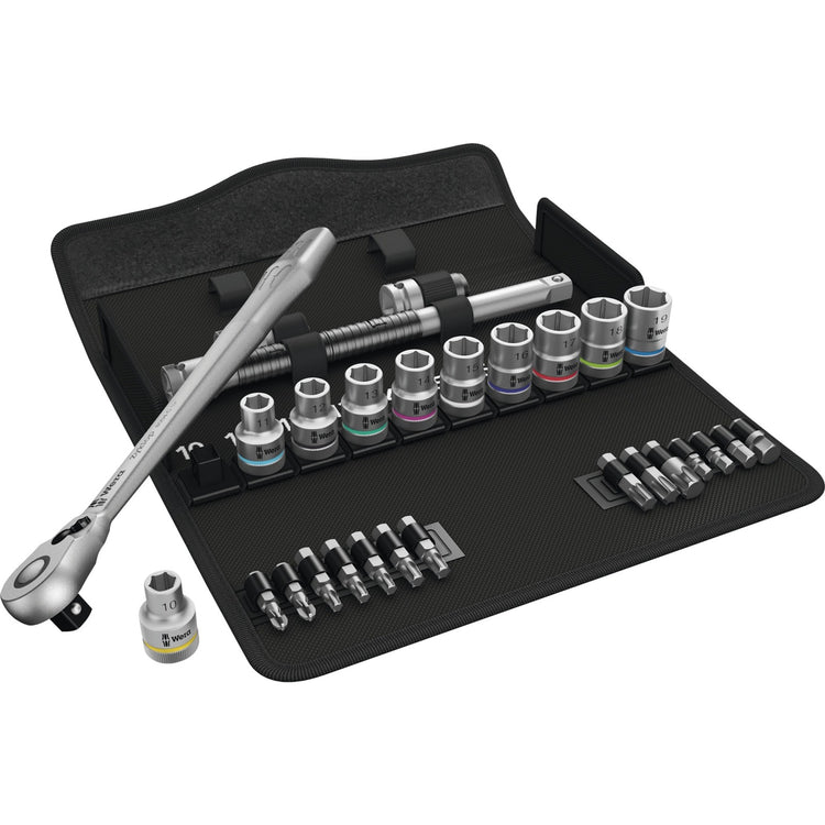 Wera 8100 sc 8 zyklop metal-ratelset omschakelbaar, 1 2 aandrijving gereedschapsset (28-delig)
