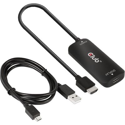 Club 3d hdmi + micro-usb naar usb-c adapter (zwart)