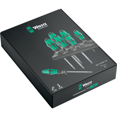 Wera 367 7 torx hf-schroevendraaierset kraftform plus + rek (zwart groen, 7-delig)