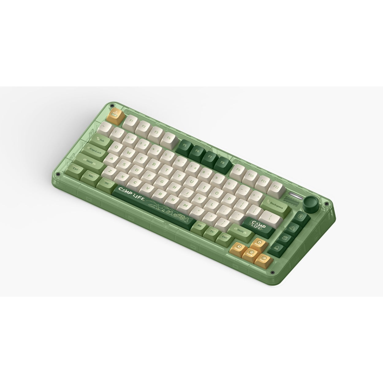 Iqunix zx75 camping wireless mechanical keyboard (groen, us lay-out (qwerty), cherry mx brown, 75%, rgb leds, hot-swappable, double-shot pbt, 2.4ghz | bluetooth 5.1 | usb-c)