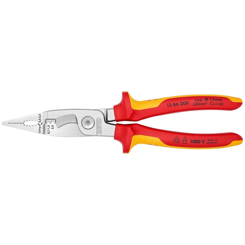 Knipex installatietang 1000v - 200mm - verchroomd - rood