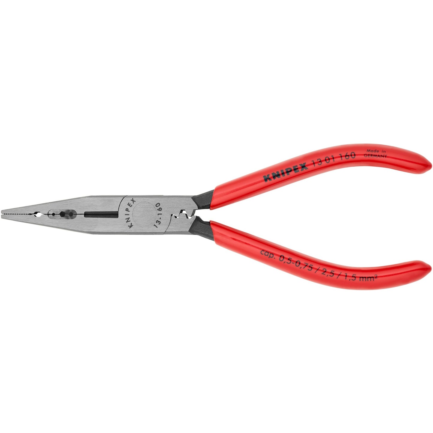 Knipex bedradingstang 13 01 160 (rood, lengte 160mm, krimpen 0,5 tot 2,5mm²)