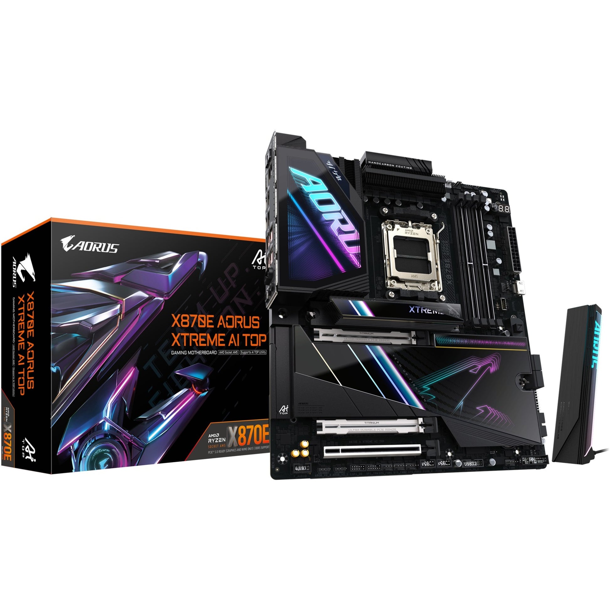 Gigabyte x870e a xtreme ai top socket am5 moederbord (zwart, raid, 2x 10 gb-lan, wlan, bt, sound, e-atx)
