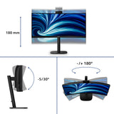 Philips 34b2u3600ch 34 curved ultrawide monitor (zwart, 2x hdmi, displayport, 3x usb-a, usb-b, usb-c, rj-45) - afbeelding 10