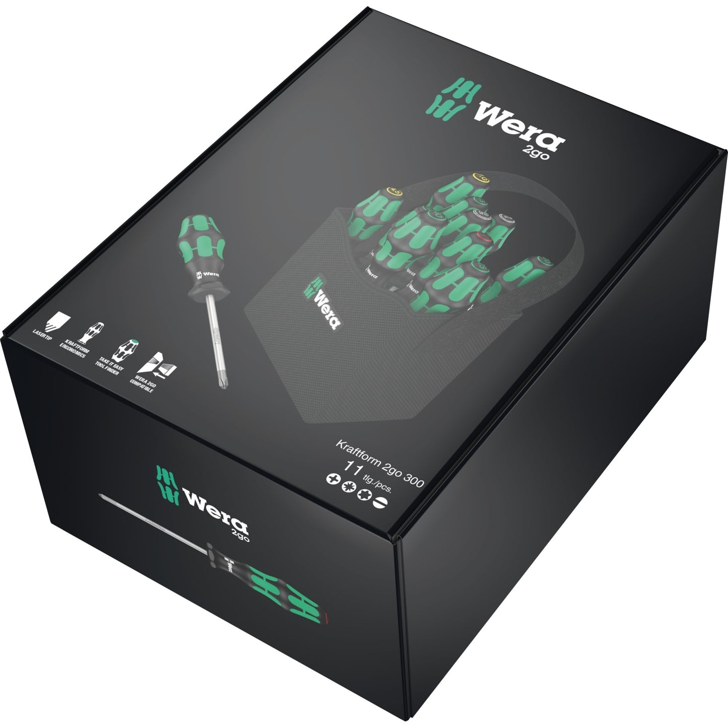 Wera kraftform 2go 300 schroevendraaier (zwart groen)
