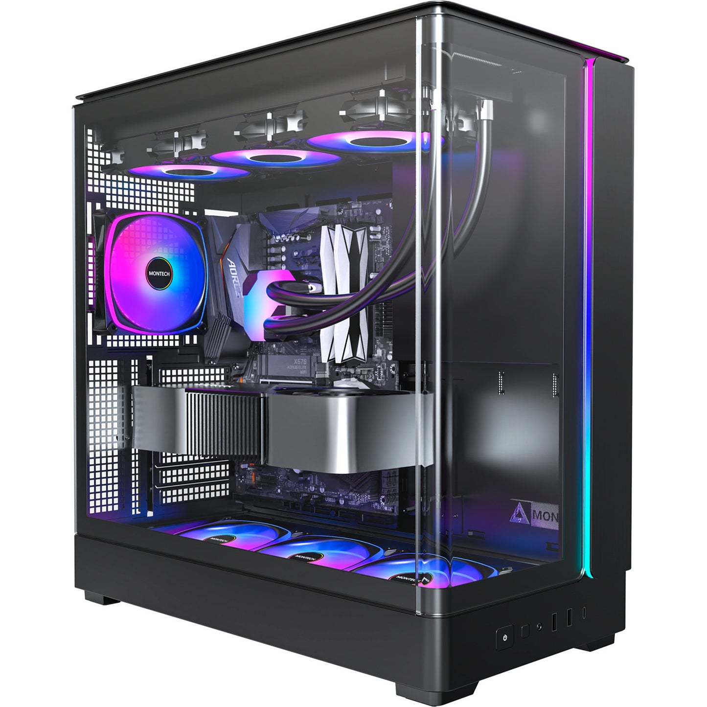 Montech king 45 pro midi tower behuizing (zwart | 2x usb-a | 1x usb-c | rgb | window)