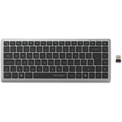 Kensington kb435 eq rechargeable multi-device compact keyboard (grijs, us-international lay-out (qwerty), scissor switches, 80% (tkl), usb, 2,4 ghz, bluetooth 5.4)