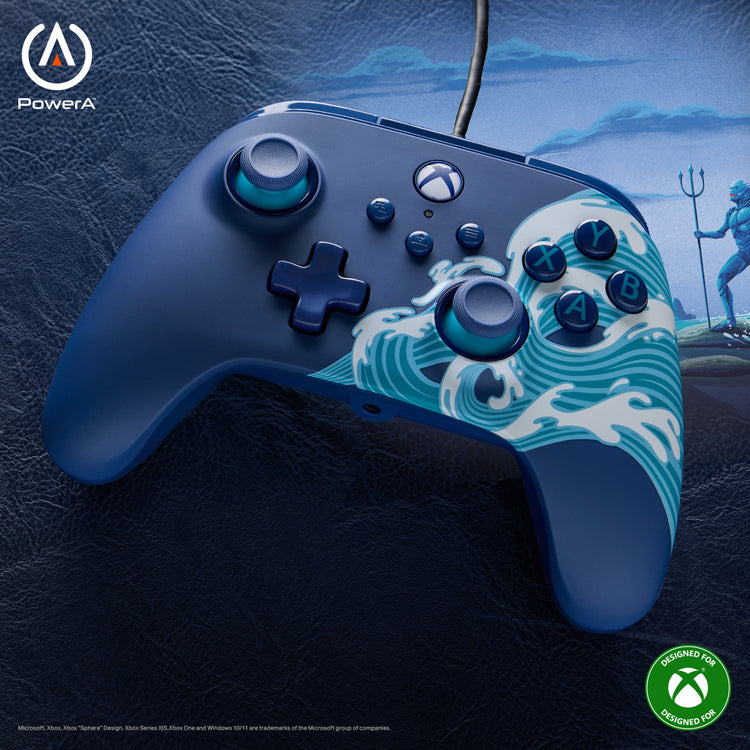 Powera advantage controller met kabel voor de xbox series x|s - watergolf (azuurblauw, xbox series x|s, xbox one, pc)