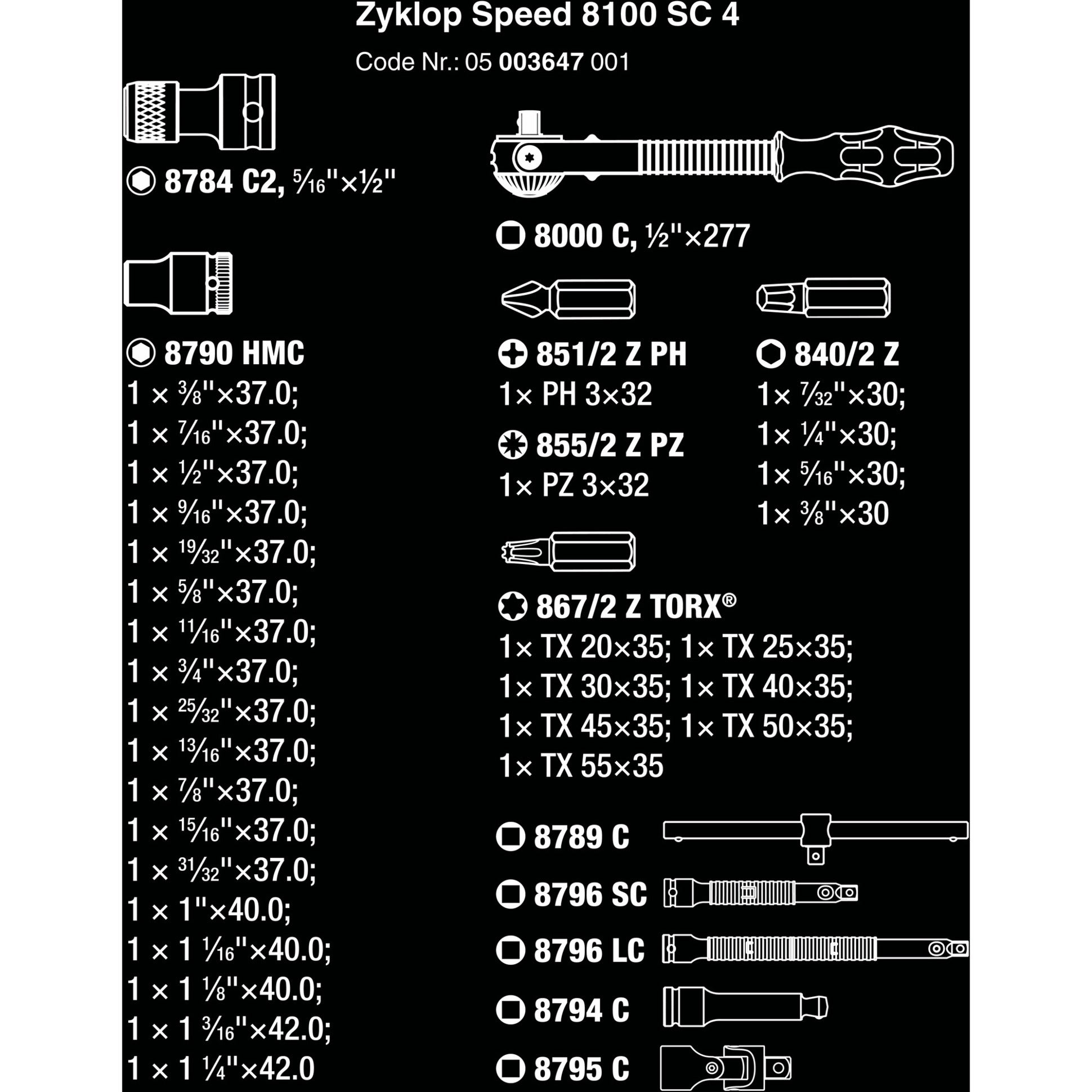 Wera 8100 sc 4 zyklop speed ratelset gereedschapsset (zwart groen, 38-delig, snelheidsratel met draaibare kop)