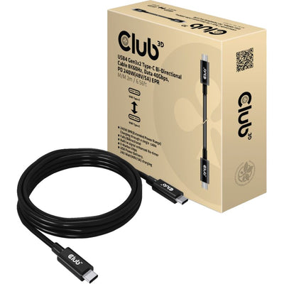 Club 3d usb-c 4 gen3x2 kabel (zwart, 2 meter)