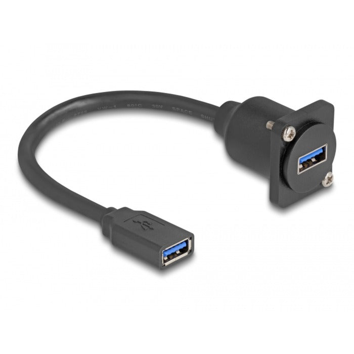 Delock d-type usb 5 gbps cable type-a female to type-a female kabel (zwart, 20cm)