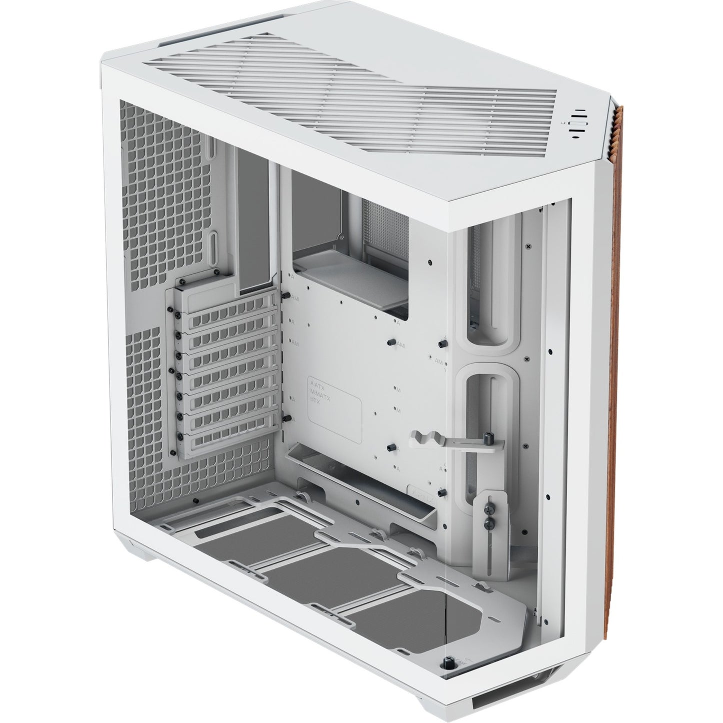 Apnx v1-w-wt-v1 midi tower behuizing (wit houtkleur | 2x usb-a | 1x usb-c | window)