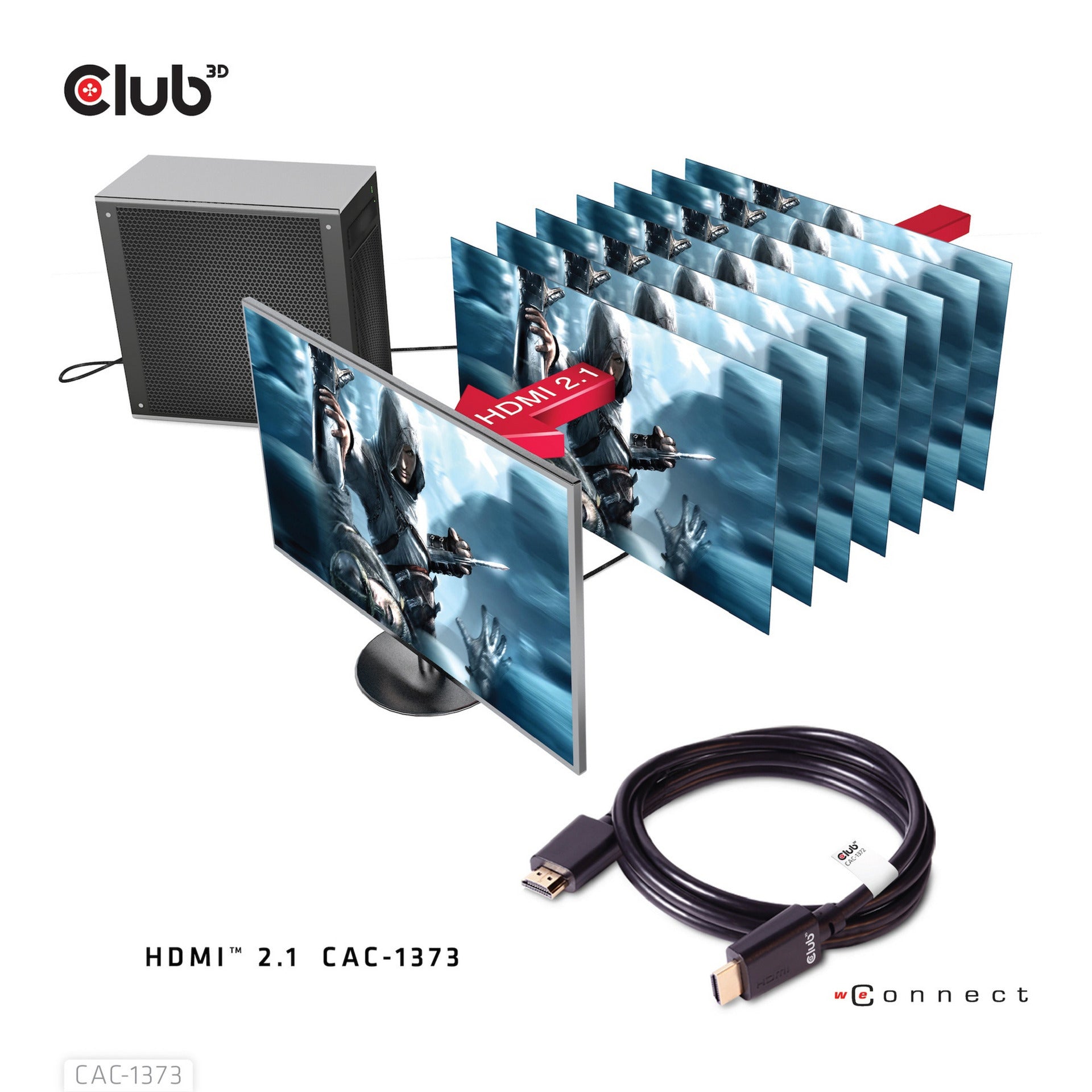 Club 3d gecertificeerde ultra high speed hdmi 2.1 kabel (zwart, 3 meter, 8k)