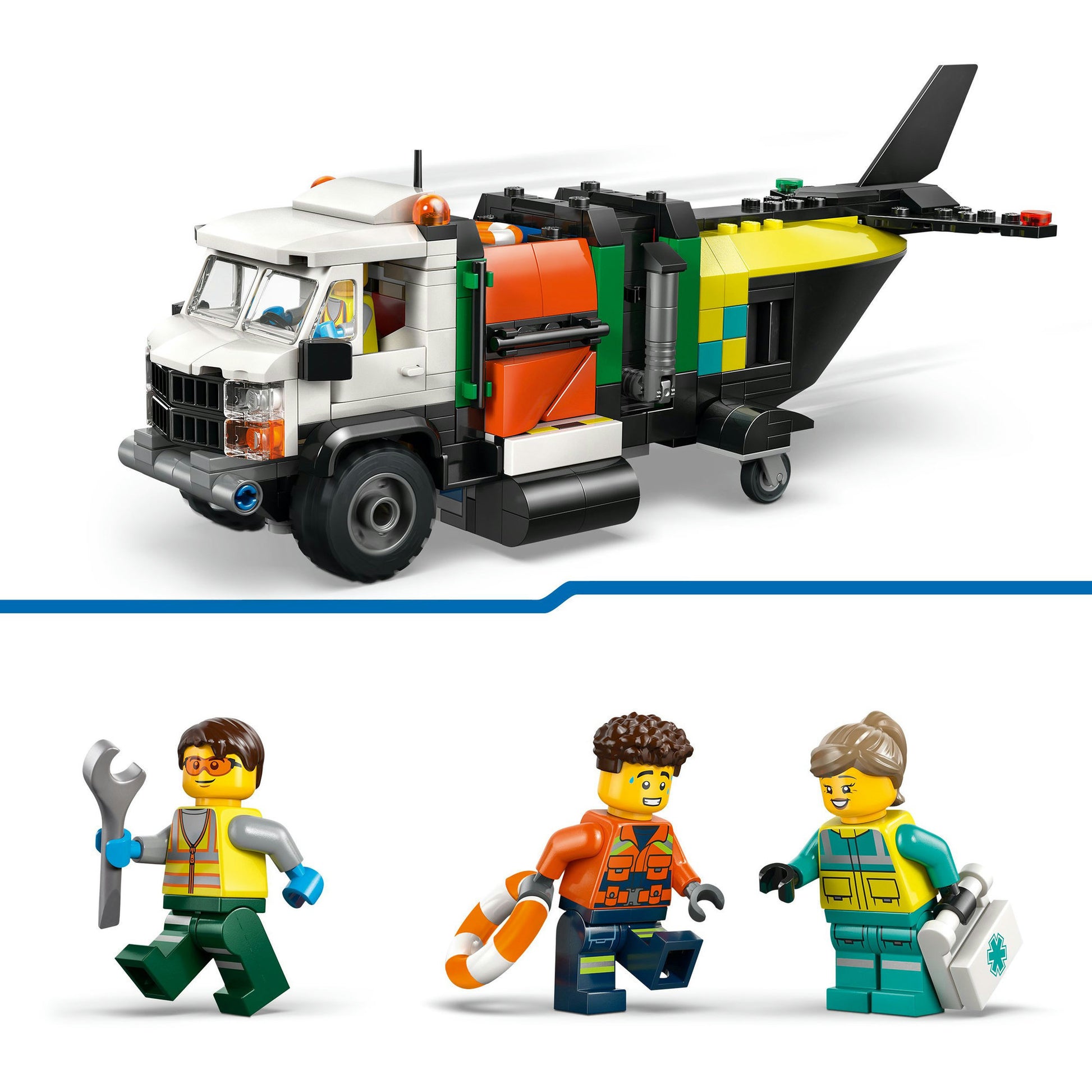 Lego city - vliegtuig, servicewagen en hovercraft remix constructiespeelgoed (60505)