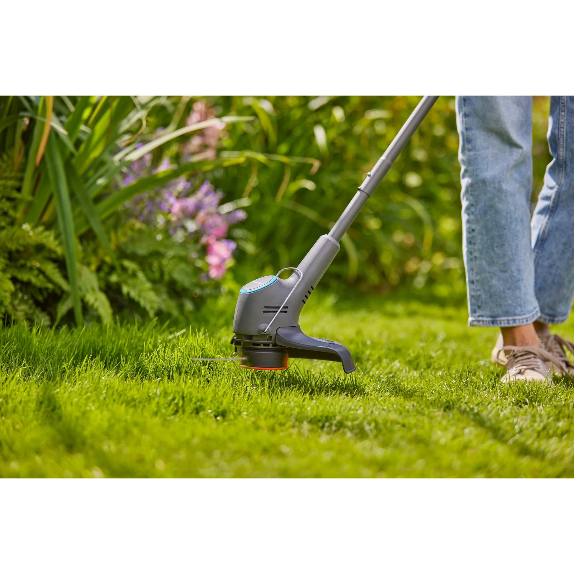 Gardena gazontrimmer easytrim 25 18v grastrimmer (grijs turquoise, accu en oplader niet inbegrepen)