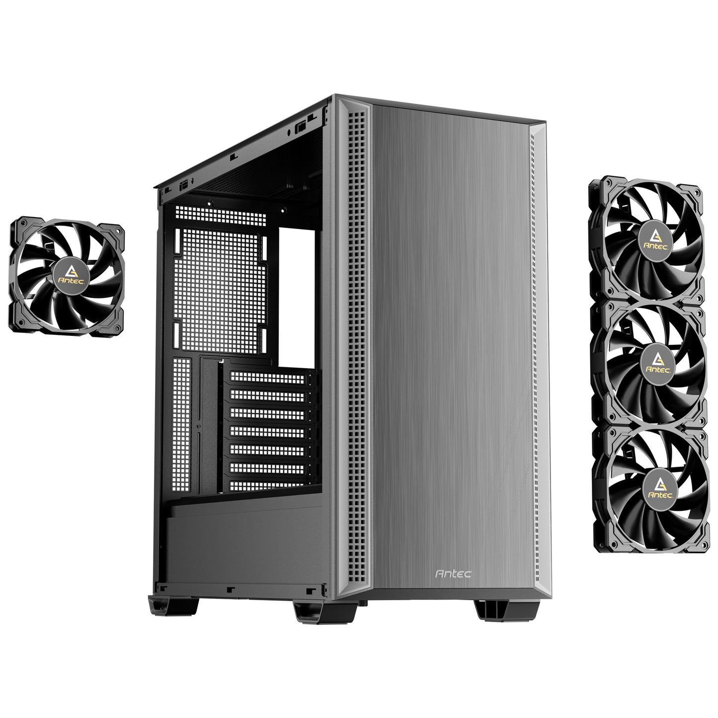 Antec p7 s midi tower behuizing (zwart zilver | 2x usb-a | 1x usb-c)