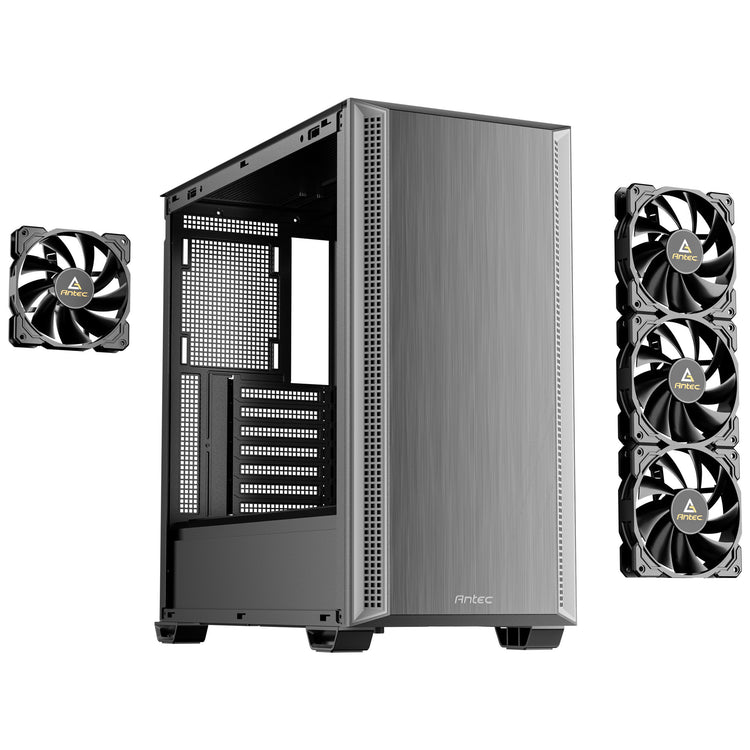 Antec p7 s midi tower behuizing (zwart zilver | 2x usb-a | 1x usb-c)