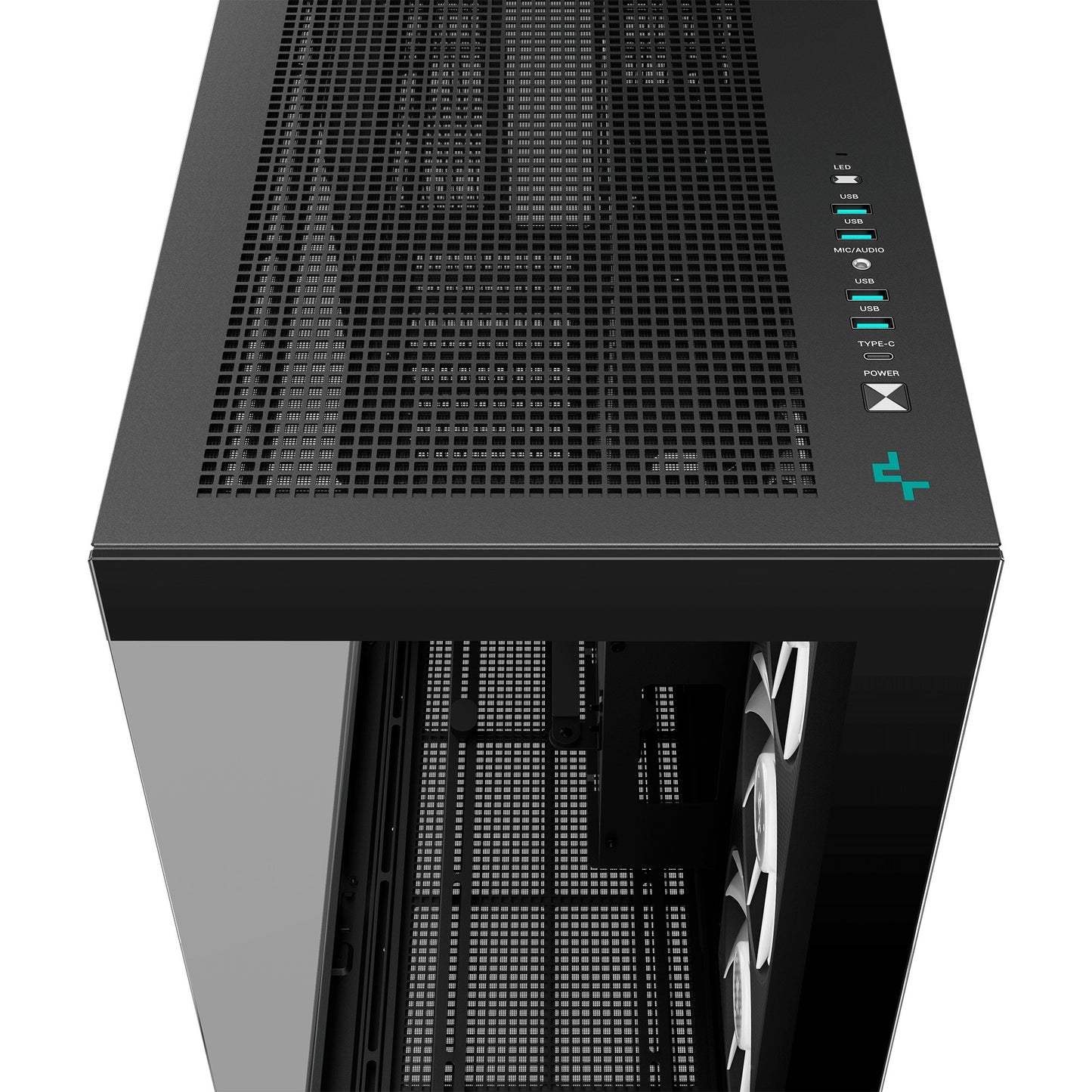 Deepcool ch780 midi tower behuizing (zwart | 4x usb-a | 1x usb-c | rgb | tempered glass)