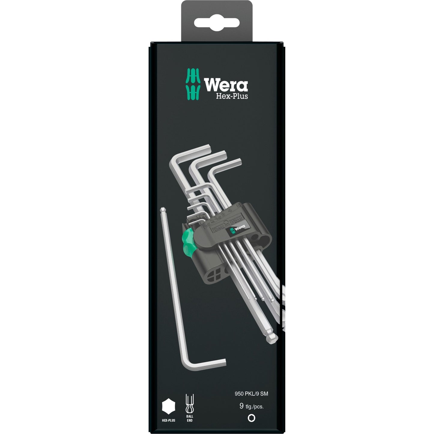 Wera 950 9 hex-plus 1 sb stiftsleutelset, metrisch, verchroomd (9-delig)