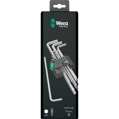 Wera 950 9 hex-plus 1 sb stiftsleutelset, metrisch, verchroomd (9-delig)
