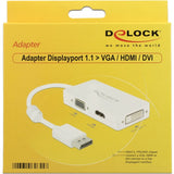 Delock displayport > vga hdmi dvi adapter (wit, 0,16 meter) - afbeelding 1