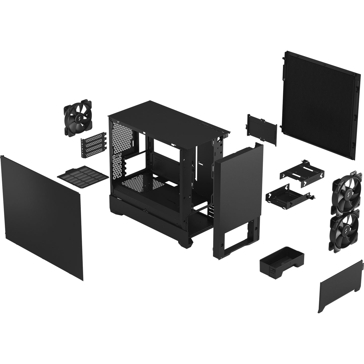 Fractal design pop mini silent black solid midi tower behuizing (zwart | 2x usb-a)